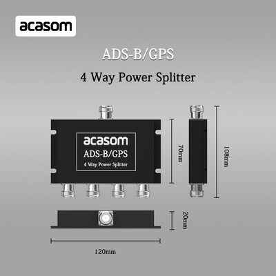 4 Way Power Splitter voor ADS-B en GPS-signalen 800-2150MHz N Vrouwelijke connector met lage invoeging
