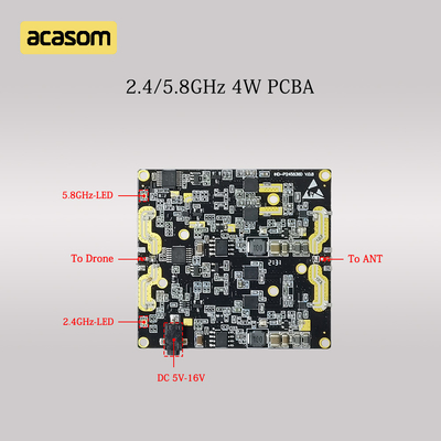 Dual Band 5.8GHz &amp; 2.4GHz RF Signal Booster 4W 36dBm PCBA Board Voor DC 12V